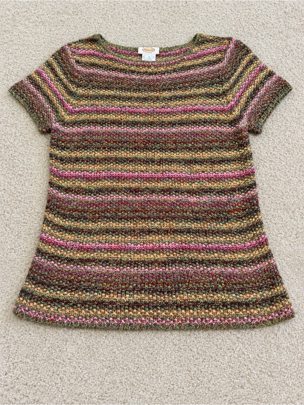 Talbots Women’s Medium Petite Short Sleeve Knit Top – Multicolor Striped